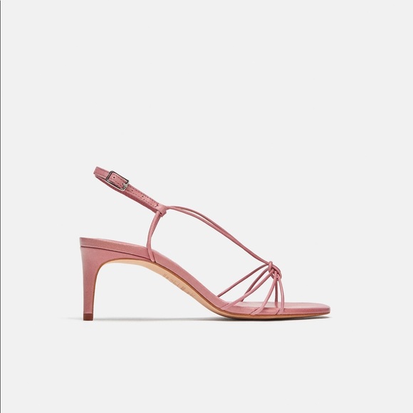 Zara Shoes Zara Pink Leather High Heeled Strappy Sandals Poshmark